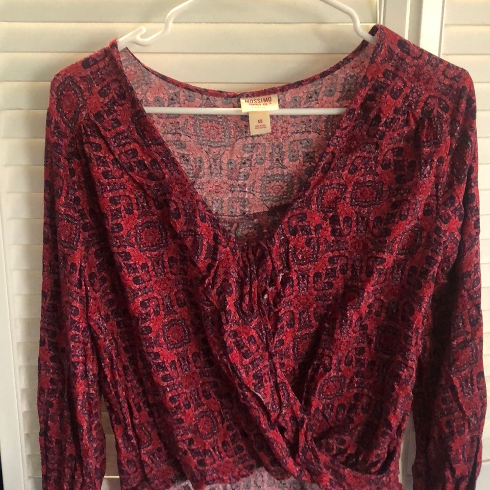 V neck long sleeve blouse